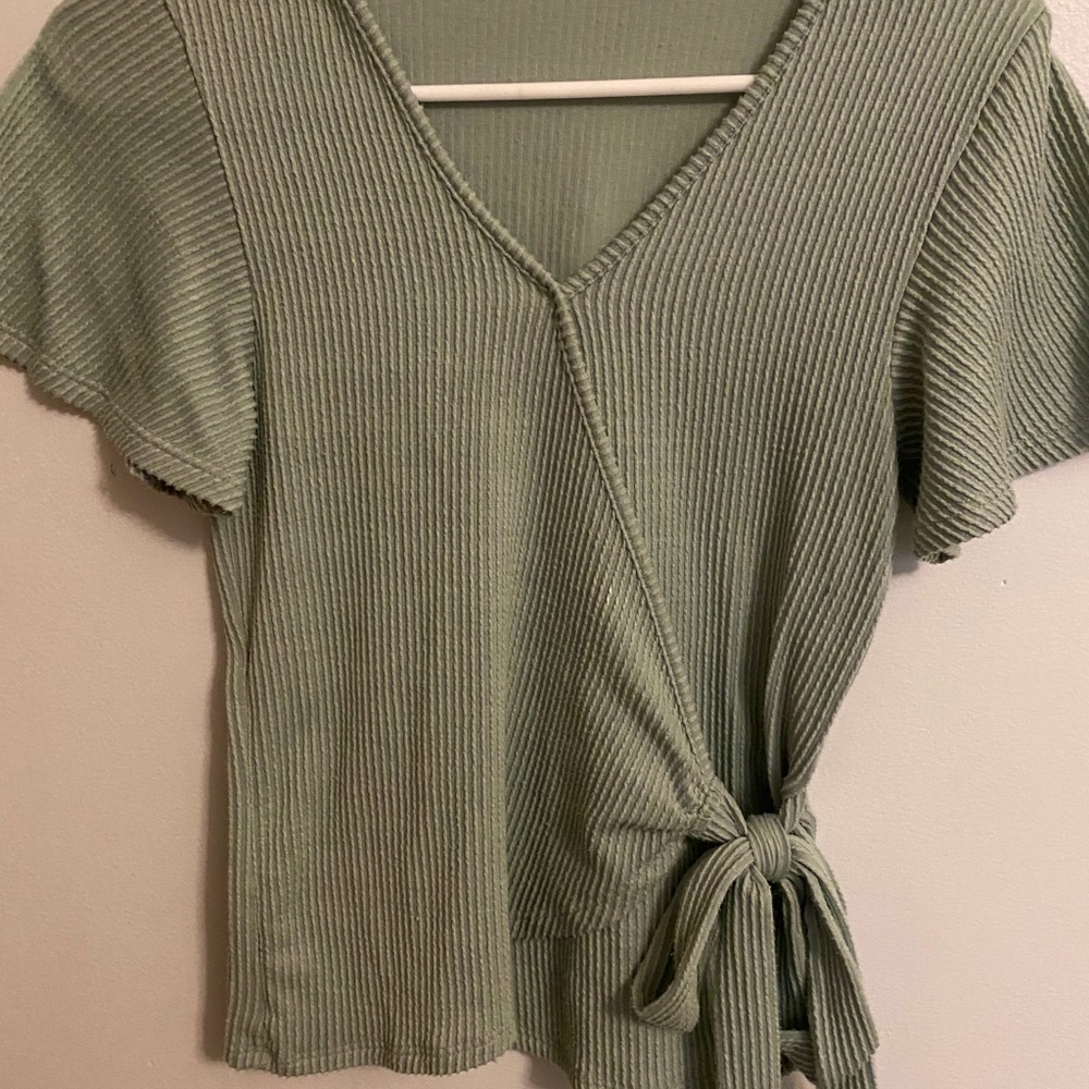 Sage Green Wrap Top